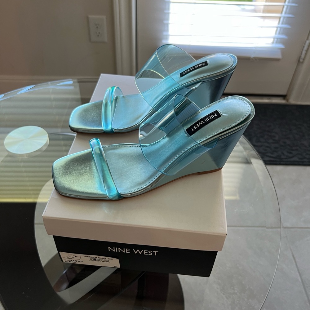 Brand new Medium blue wedges from Nine West
